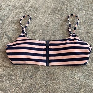 Aerie Swim top with pink and navy strips/zipper